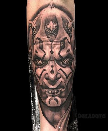 Tattoos - Black and Grey Darth Maul from Star Wars Portrait - 137861